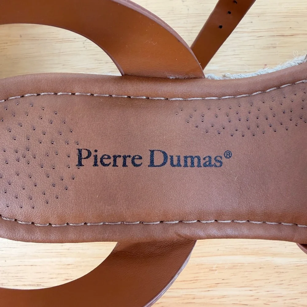 Pierre Dumas Magic-30 Sandals Womens 9 Tan Espadrille Platform H-Strap Boho Chic